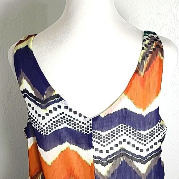Trixxi Sleeveless High-Low Colorful Dress, Gathered at Waist, Size Large - Picture 7 of 8
